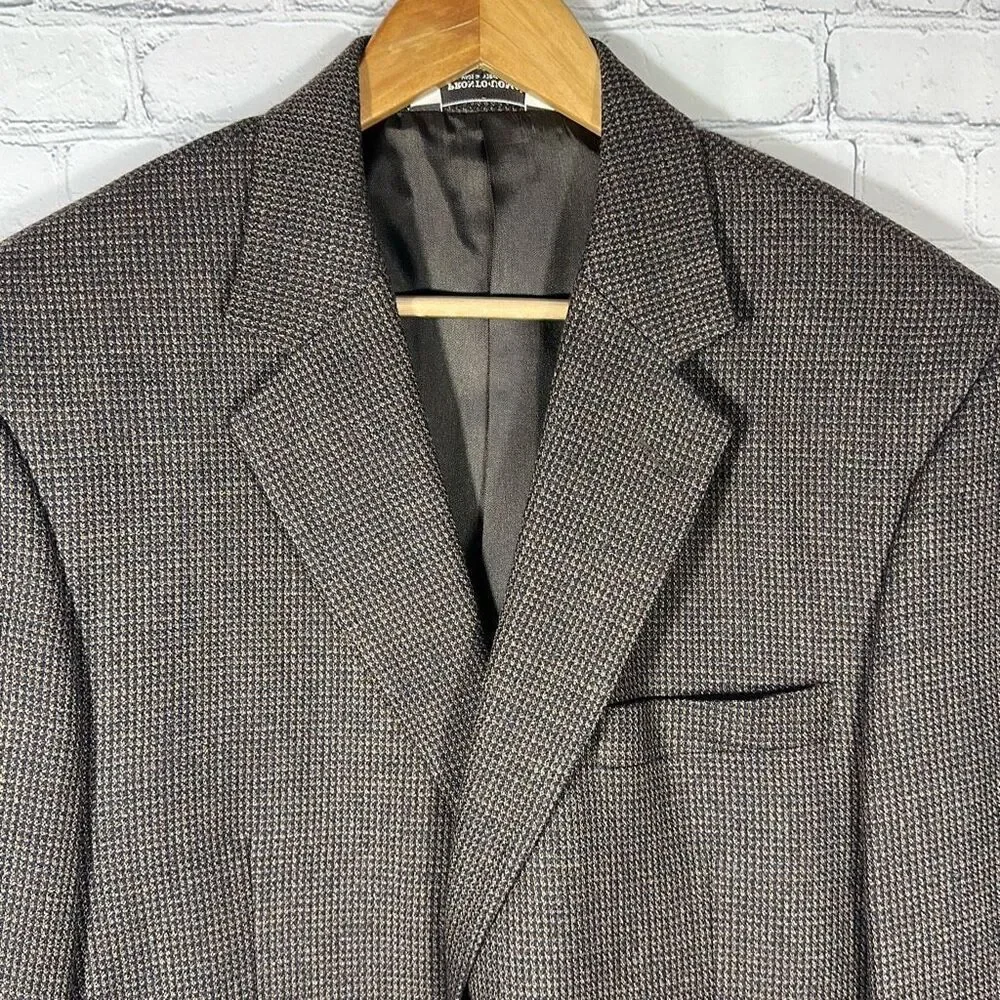 Pronto Uomo 100% Lambswool Tweed Sport Coat Mens 42R Two Button Blazer Inner Poc